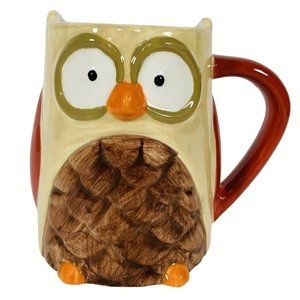 Tag Kawaii Wise Old Owl Mug 12 oz Big Eye Coffee Tea Cup 3D Raise Fun Gift